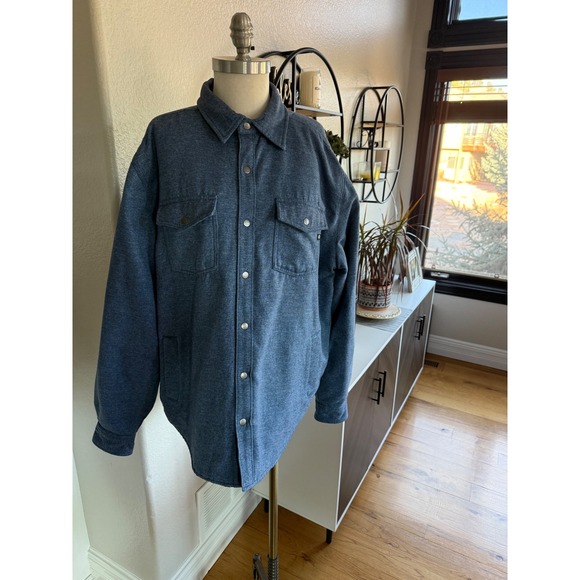 Marmot Insulated Snap Front Work Shirt Jacket Blue Mens Large Warm Thick Outdoor - Picture 4 of 16